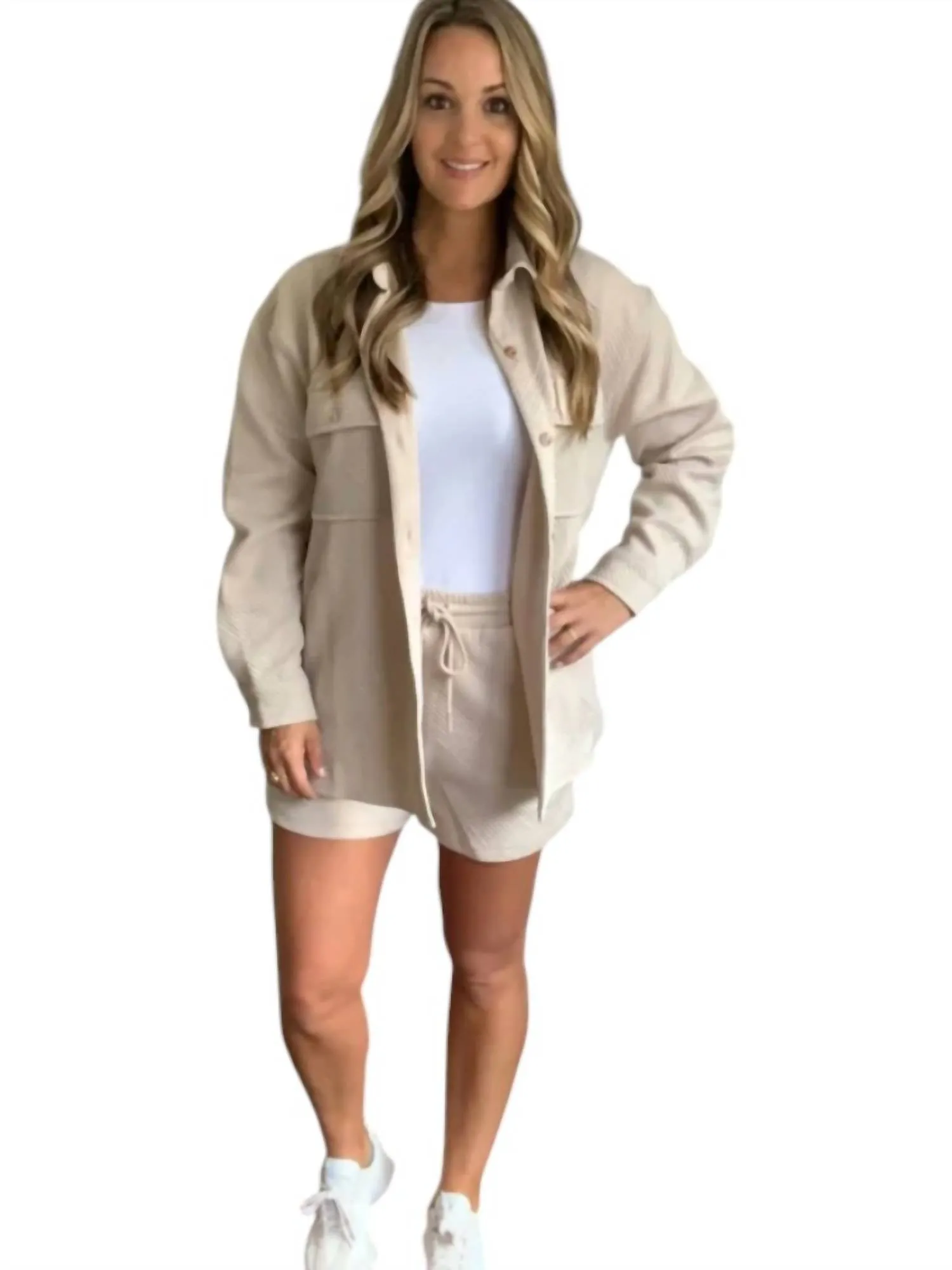 Allie Rose - Textured Check Pocket Jacket
