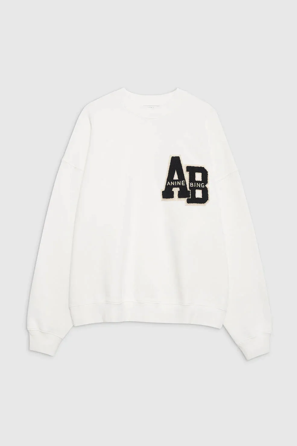Anine Bing Miles Oversized Sweat Letterman in Off White
