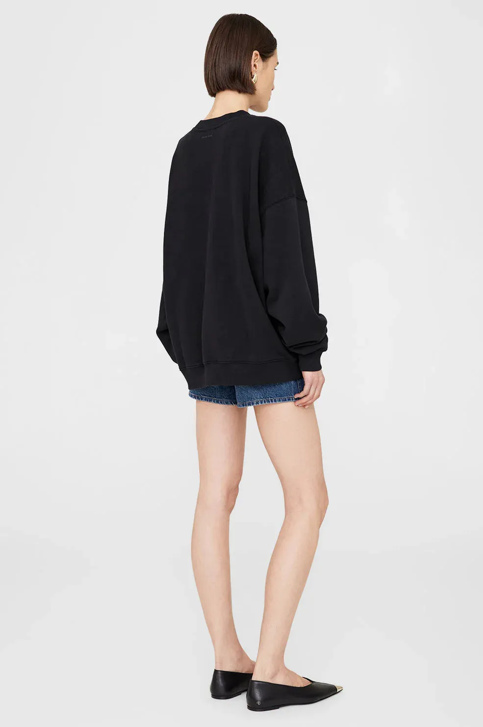 Anine Bing Miles Oversized Sweatshirt Letterman in Black