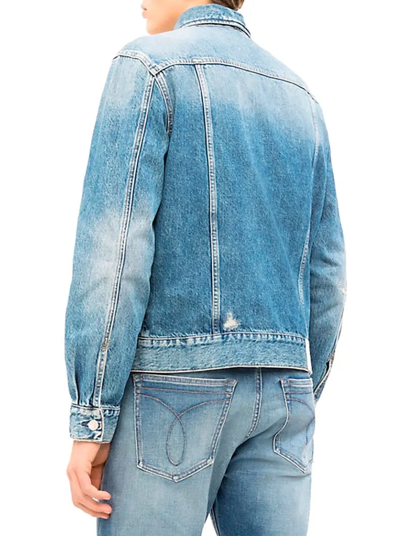 CK FOUNDATION SLIM DENIM JACKET IN MID STONE TBD