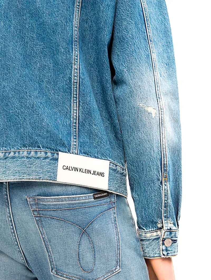 CK FOUNDATION SLIM DENIM JACKET IN MID STONE TBD