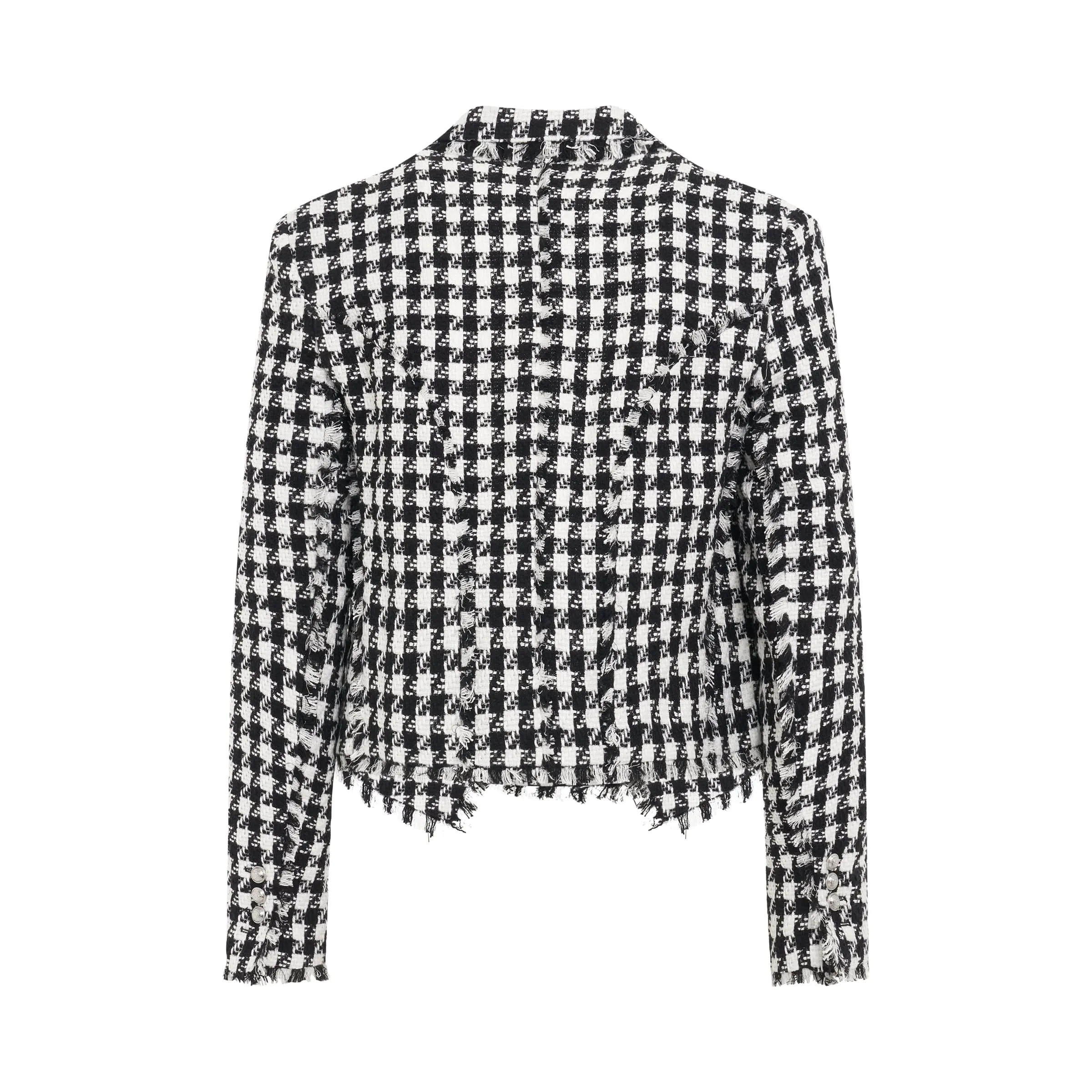 Houndstooth Tweed Spencer Jacket in White/Black