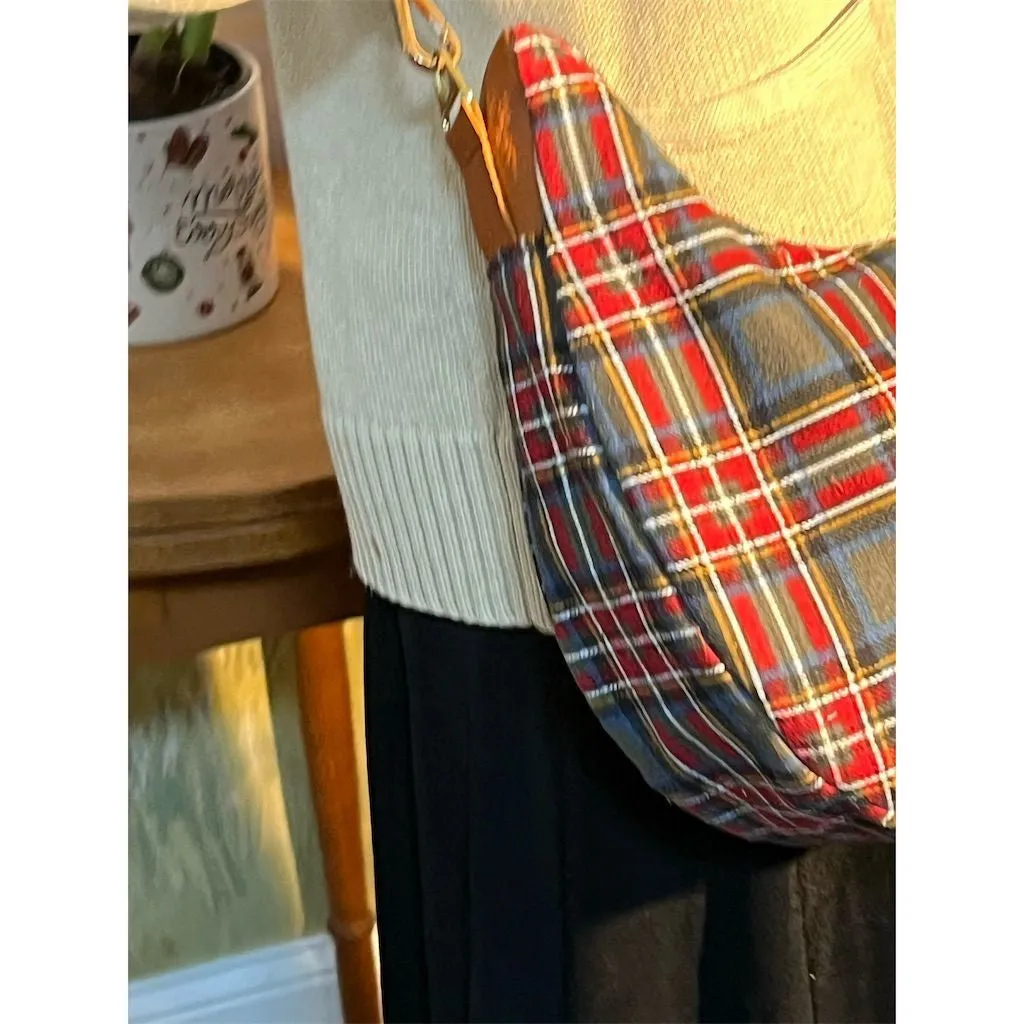Lidia’s Bags Women's Plaid Quilted  crescent hobo Shoulder bag (0002-b69)