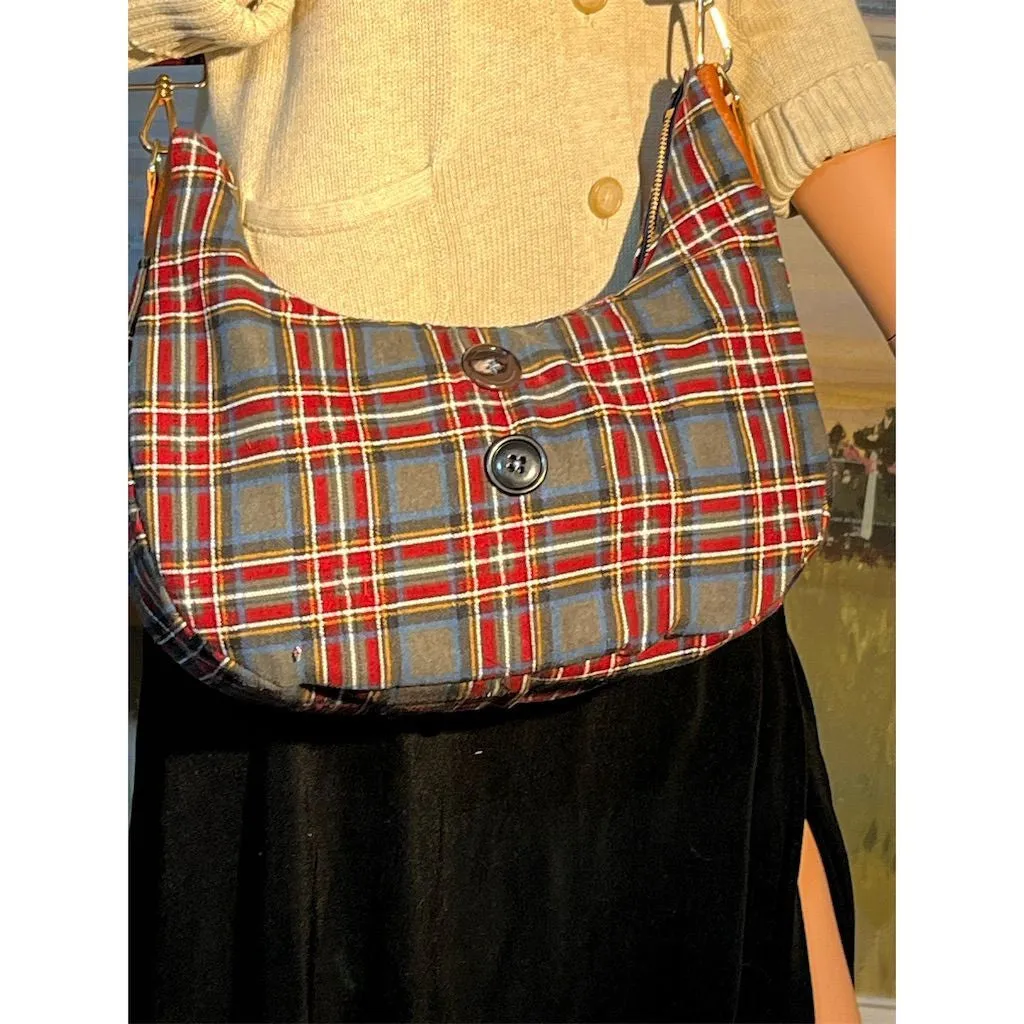 Lidia’s Bags Women's Plaid Quilted  crescent hobo Shoulder bag (0002-b69)
