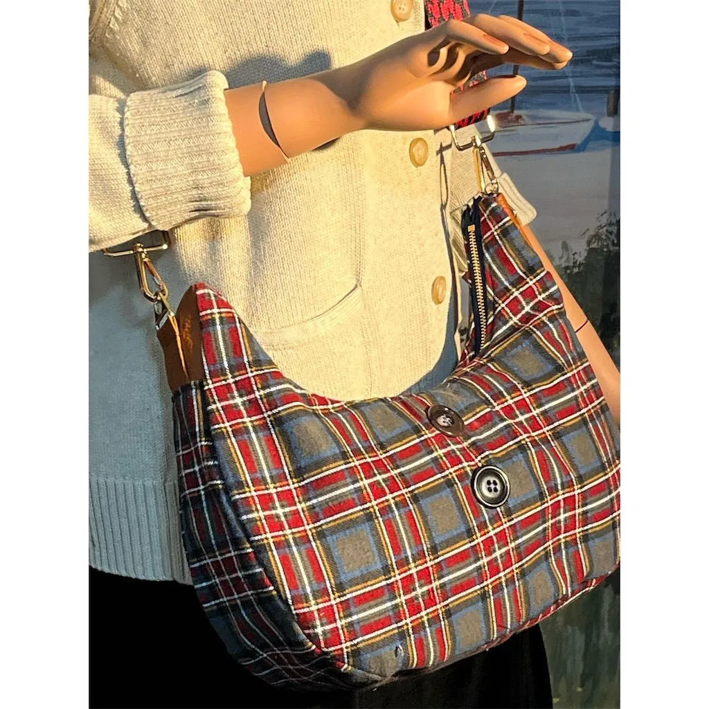 Lidia’s Bags Women's Plaid Quilted  crescent hobo Shoulder bag (0002-b69)