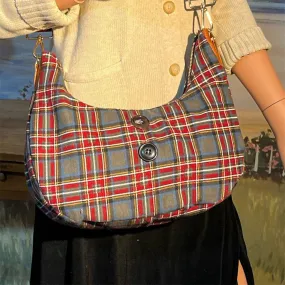 Lidia’s Bags Women's Plaid Quilted  crescent hobo Shoulder bag (0002-b69)