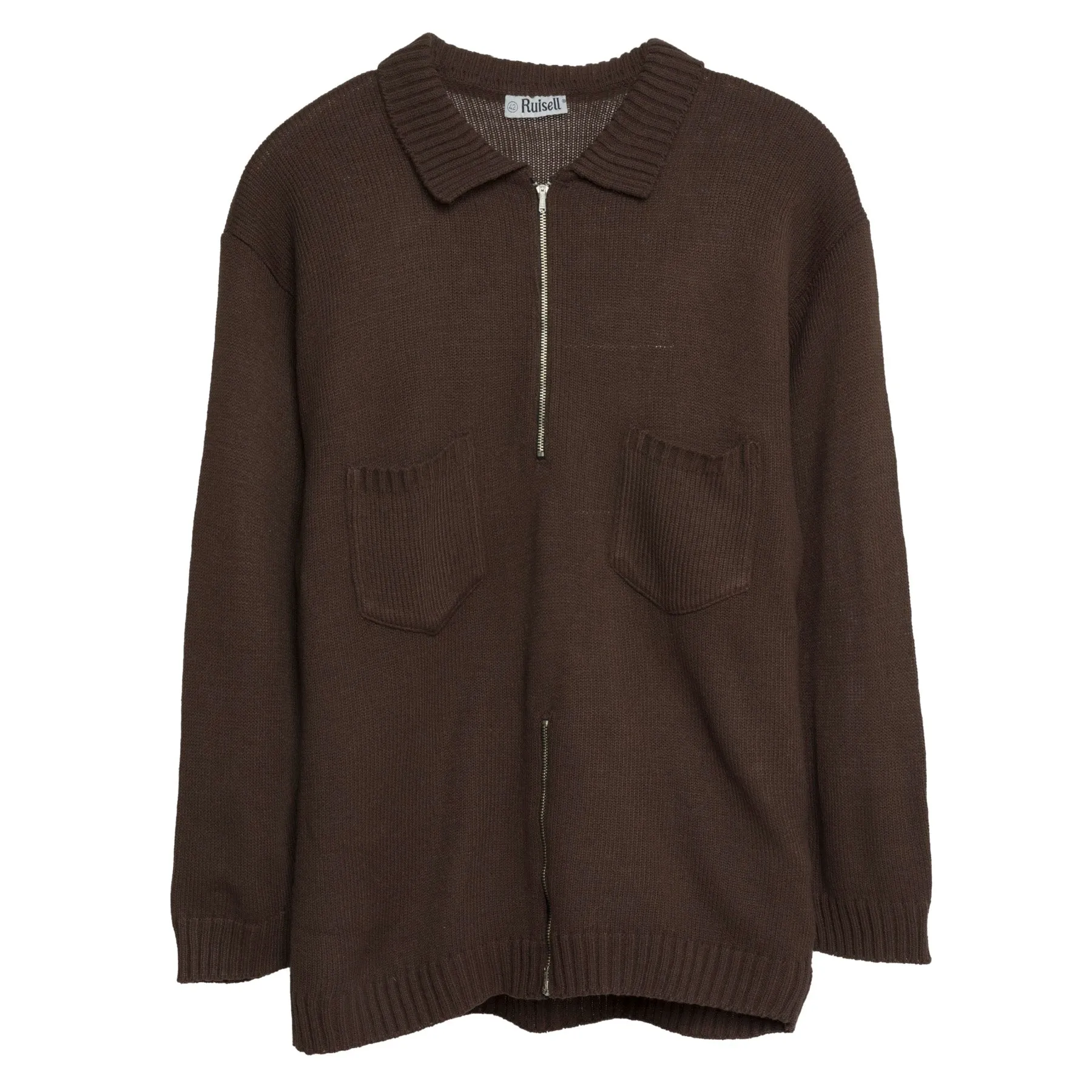 Rib Stitch Short Roll Multi Zip Sweater
