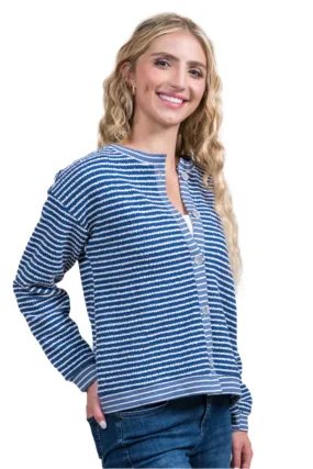 Trisha Tyler Stripe Button Front Cardigan