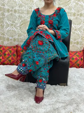 Women's Designer Lucknowi Chikankari Kurti Patiala Salwar Suit